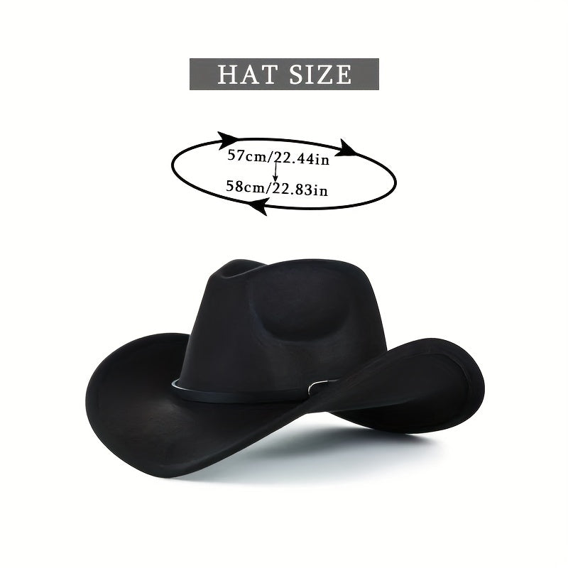 Classic Jazz Cowboy Hat Unisex Rolled Brim Western Felt Fedora Cap