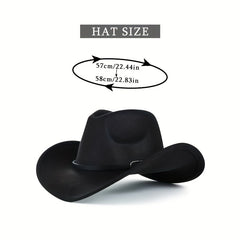 Classic Jazz Cowboy Hat Unisex Rolled Brim Western Felt Fedora Cap
