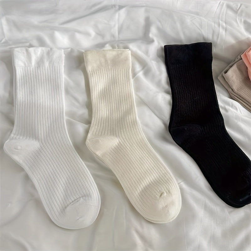 Soft Ribbed Mid Tube Socks Women's Stockings