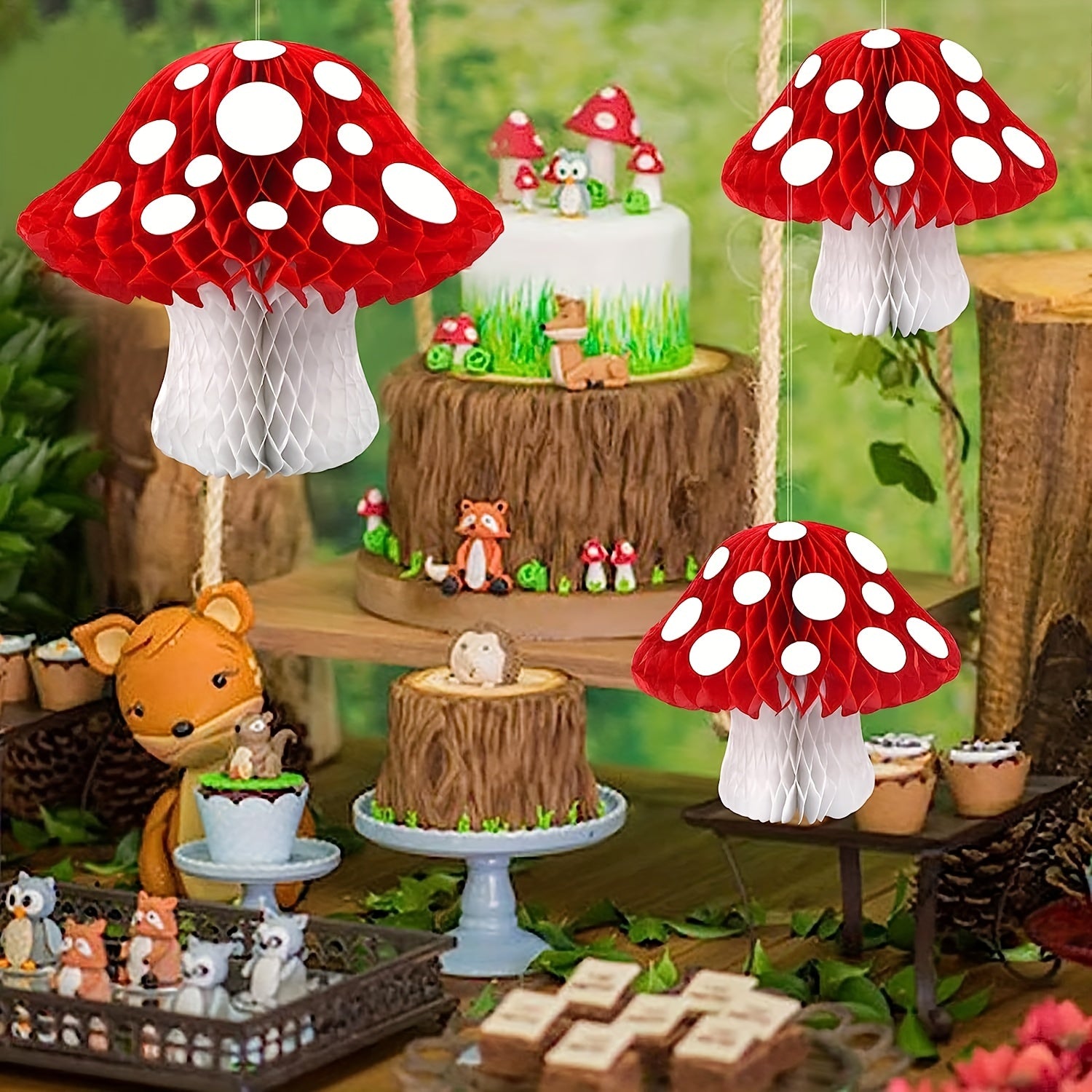 Enchanting 3D Mushroom Honeycomb Balls for Jungle Wonderland Party