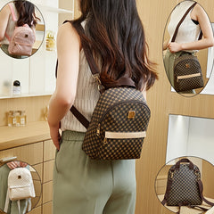 Geometric Pattern Backpack with Metal Decor for Work & Outdoor