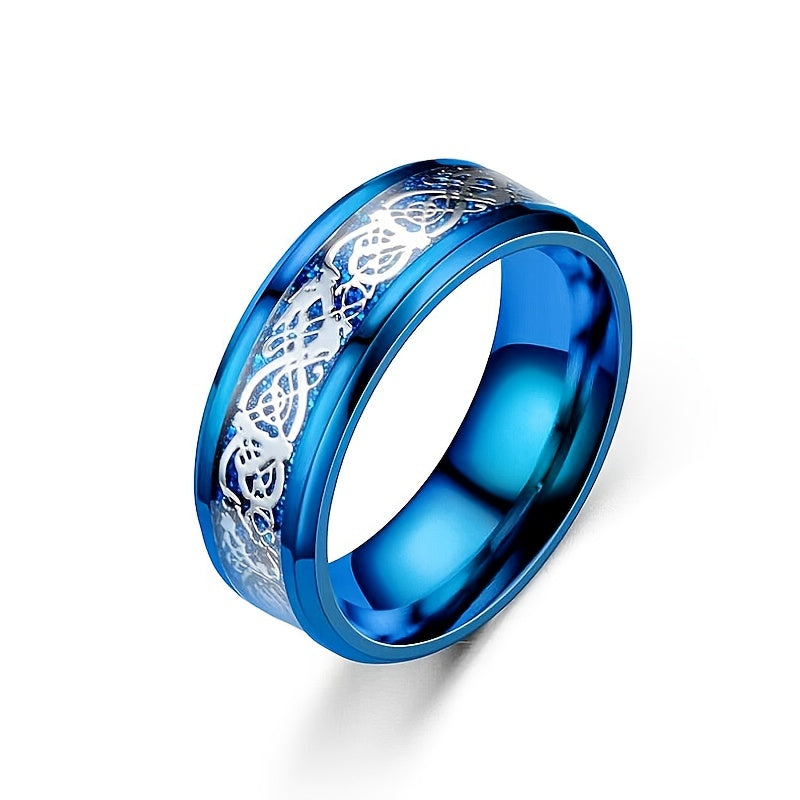 Men's Steel Dragon Pattern Ring Retro Niche Men's Ring