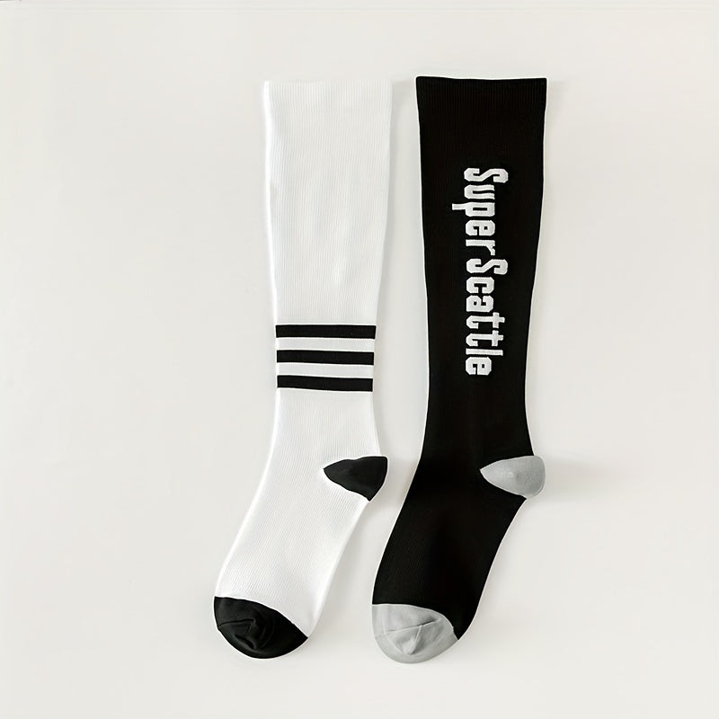 8 Pairs Letter Print Calf Socks All-match Knee High Socks Women Stockings