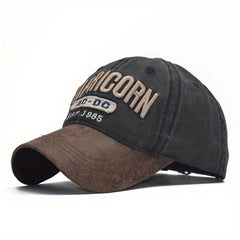 PU Spliced Baseball Cap 3D Letter Embroidery Sun Hat