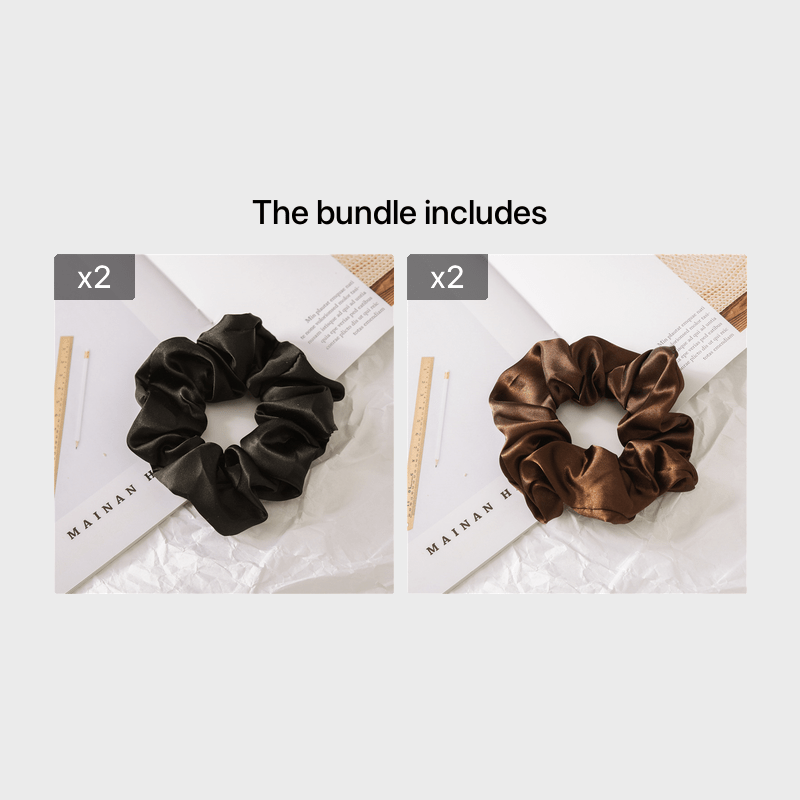 Silk Satin Neutral Hair Scrunchies Earth Toned Golden Hair Ties