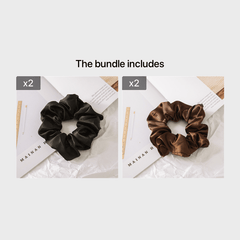 Silk Satin Neutral Hair Scrunchies Earth Toned Golden Hair Ties