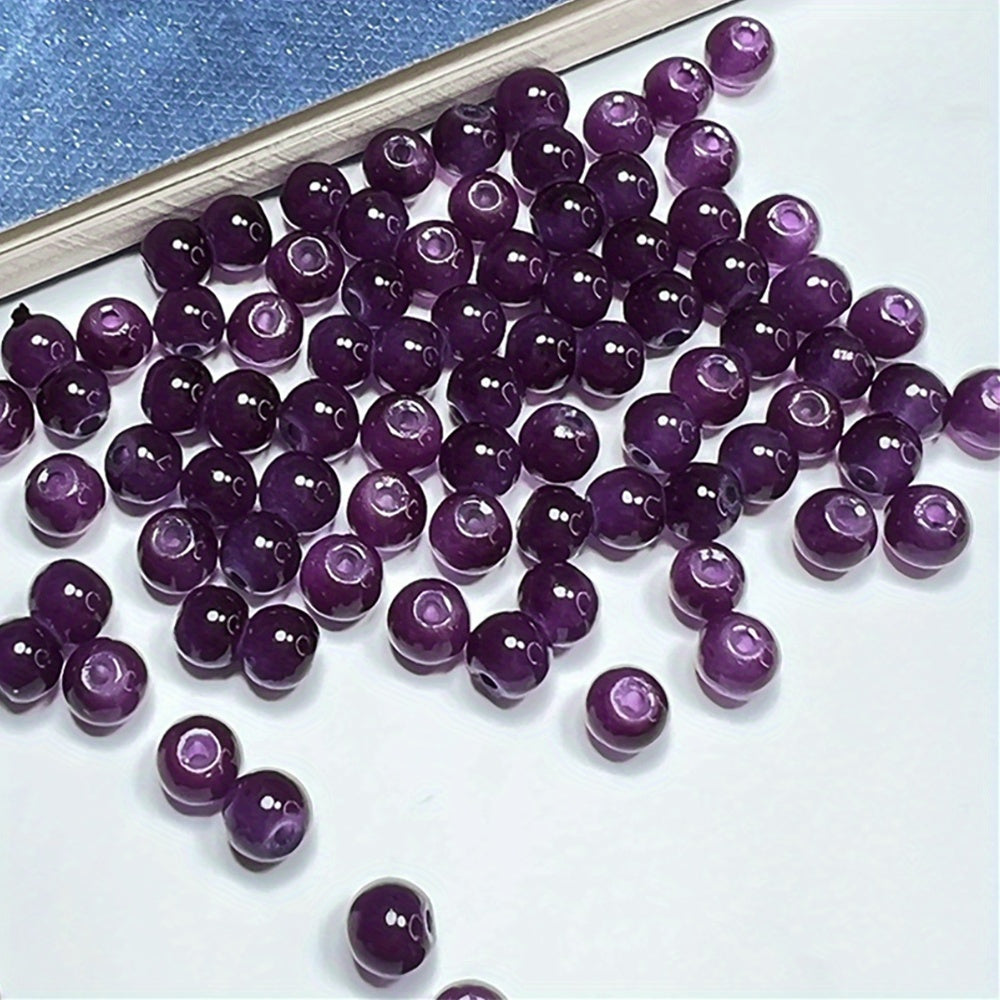 50PCS 0.32inch Natural Stone Glass Round Bead Spacer Beads