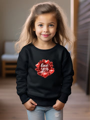 Girls Love You Pattern Crew Neck Sweatshirt for Spring Fall Christmas Gift