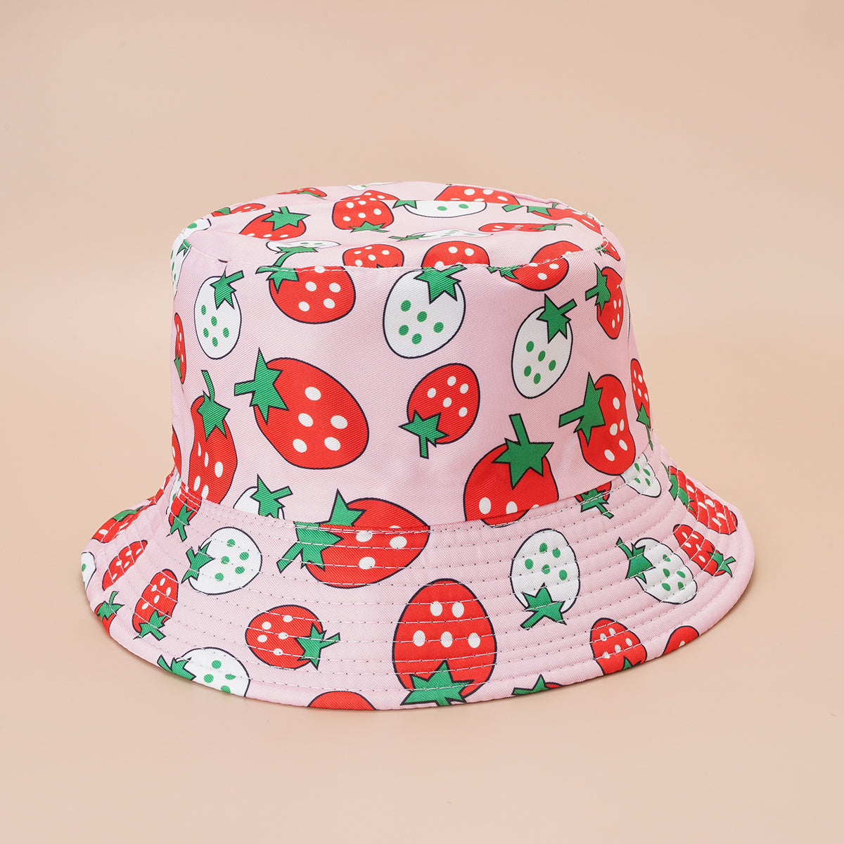 Graffiti Strawberry Print Bucket Hats Sun Hat Reversible Outdoor Party Hats