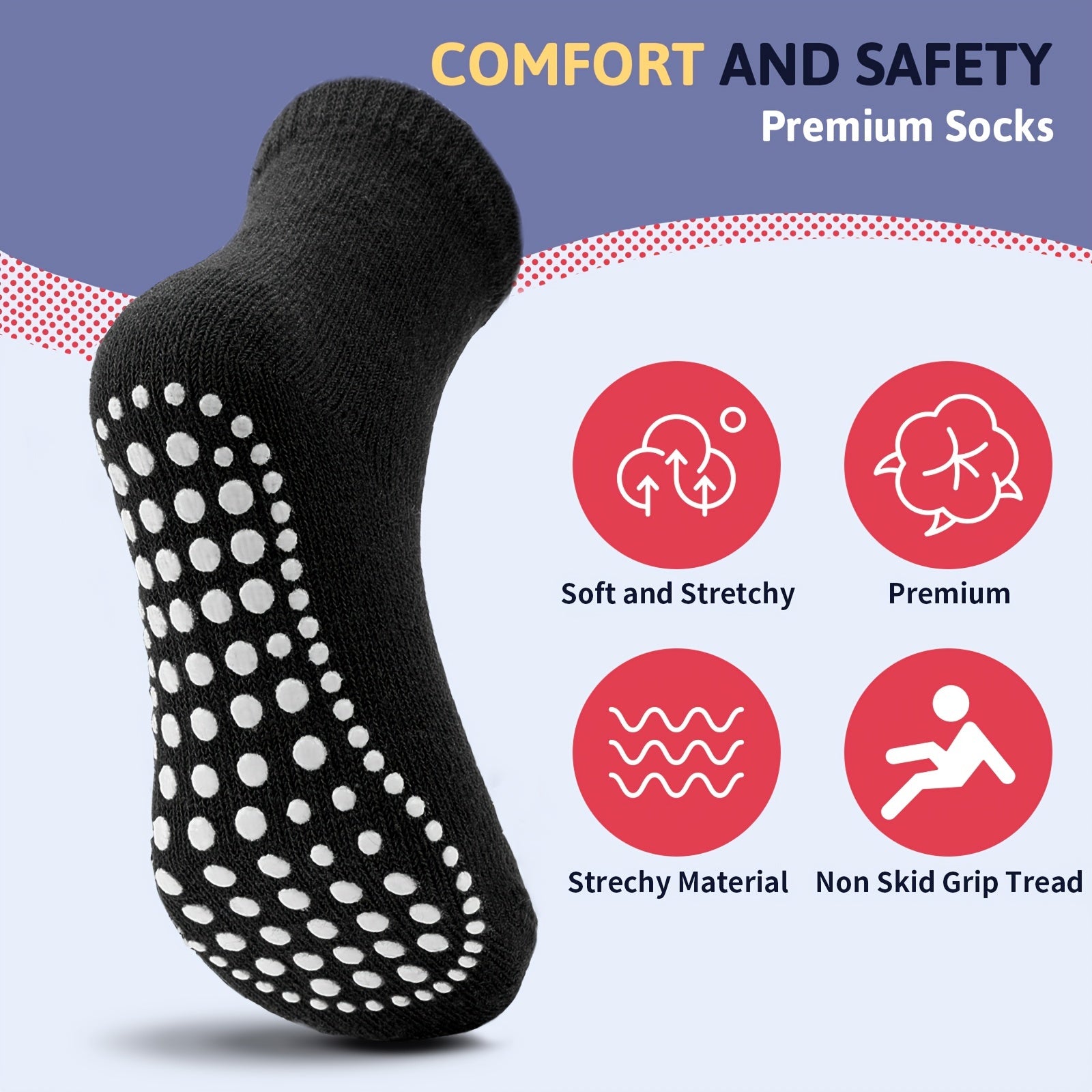 5 Pairs Non Slip Toddler Mid Tube Athletic Indoor Socks
