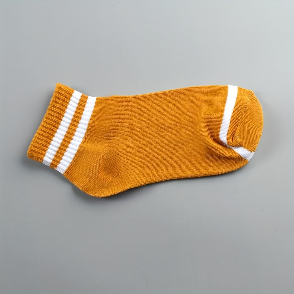 5 10 Pairs Stripe Print Socks Breathable Women's Short Stockings