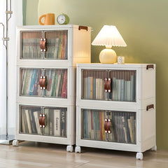 Plastic Foldable Storage Box With Doors Stackable Clothes Storage Shelf