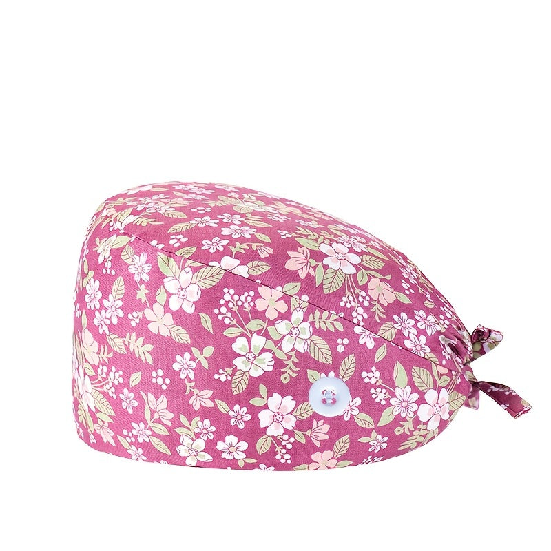 Pattern Print Nurse Hat Adjustable Scrub Cap Working Cap