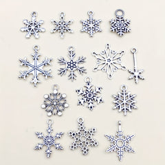 16pcs Snowflake Pattern Pendants for DIY Jewelry