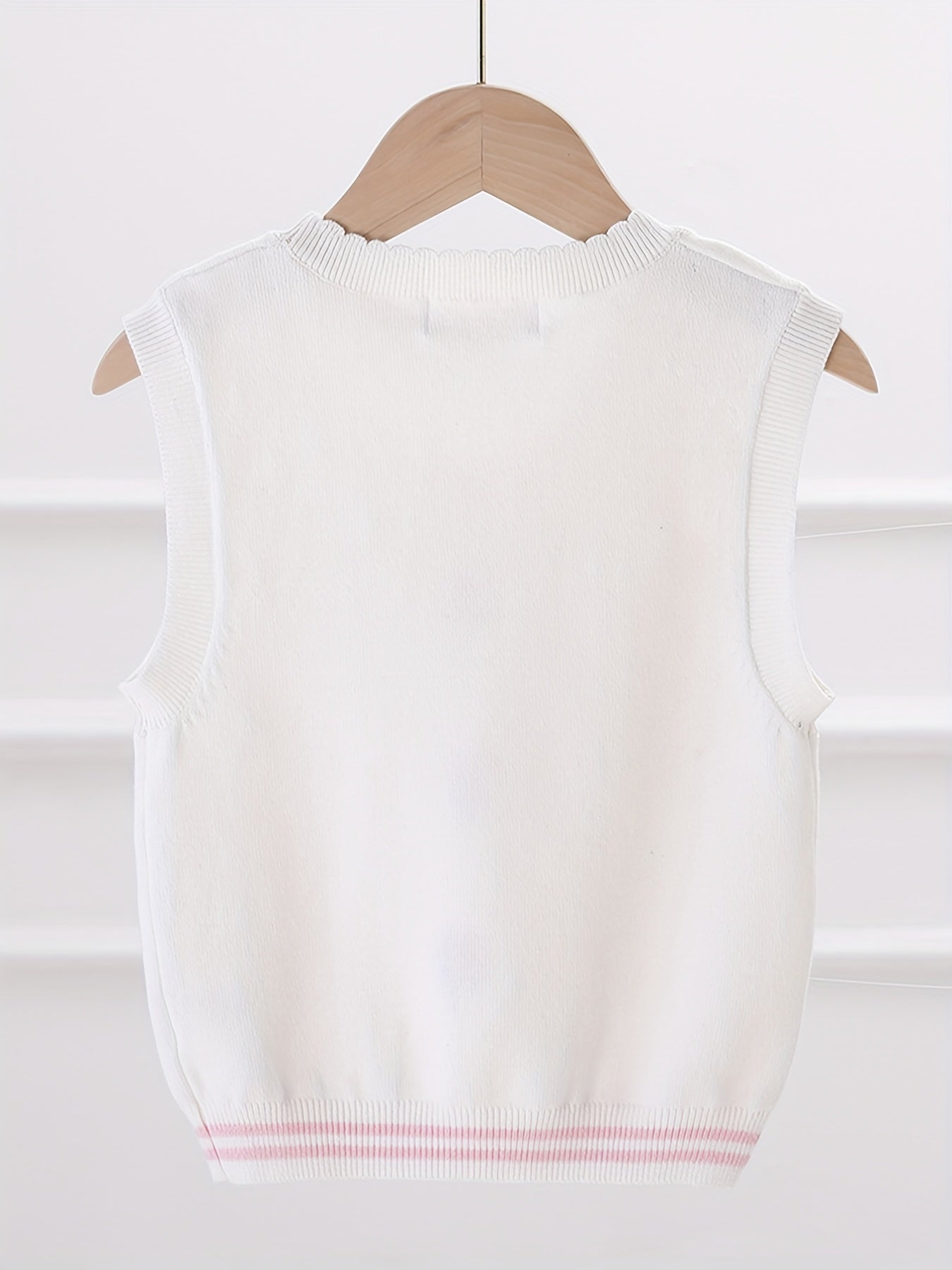 Girls' Flower Embroidered Knit Vest for Autumn/Winter