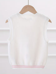 Girls' Flower Embroidered Knit Vest for Autumn/Winter