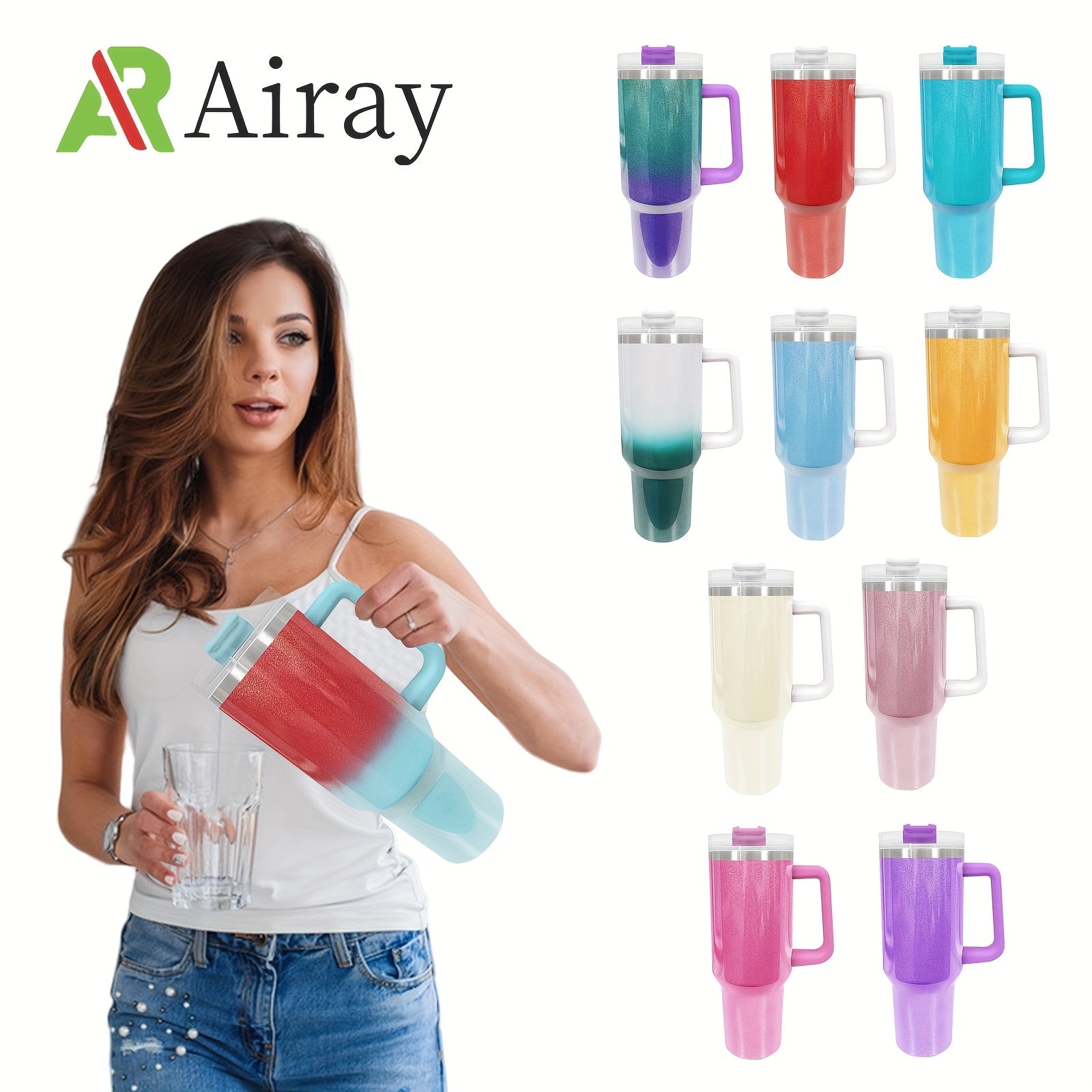 Airay 40oz Gradient Insulated Tumbler Stainless Steel Water Bottle