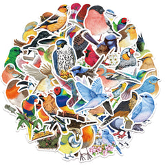 50 Colorful Bird Stickers Scrapbook Laptop Luggage Gift Stickers