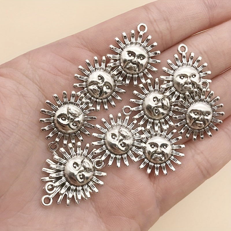 10pcs Antique Silver Sun Shape Charms Pendant for DIY Jewelry