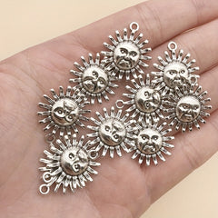 10pcs Antique Silver Sun Shape Charms Pendant for DIY Jewelry