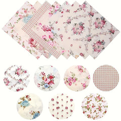 7pcs Retro Floral Fabric Quilt Material Mixed Colors
