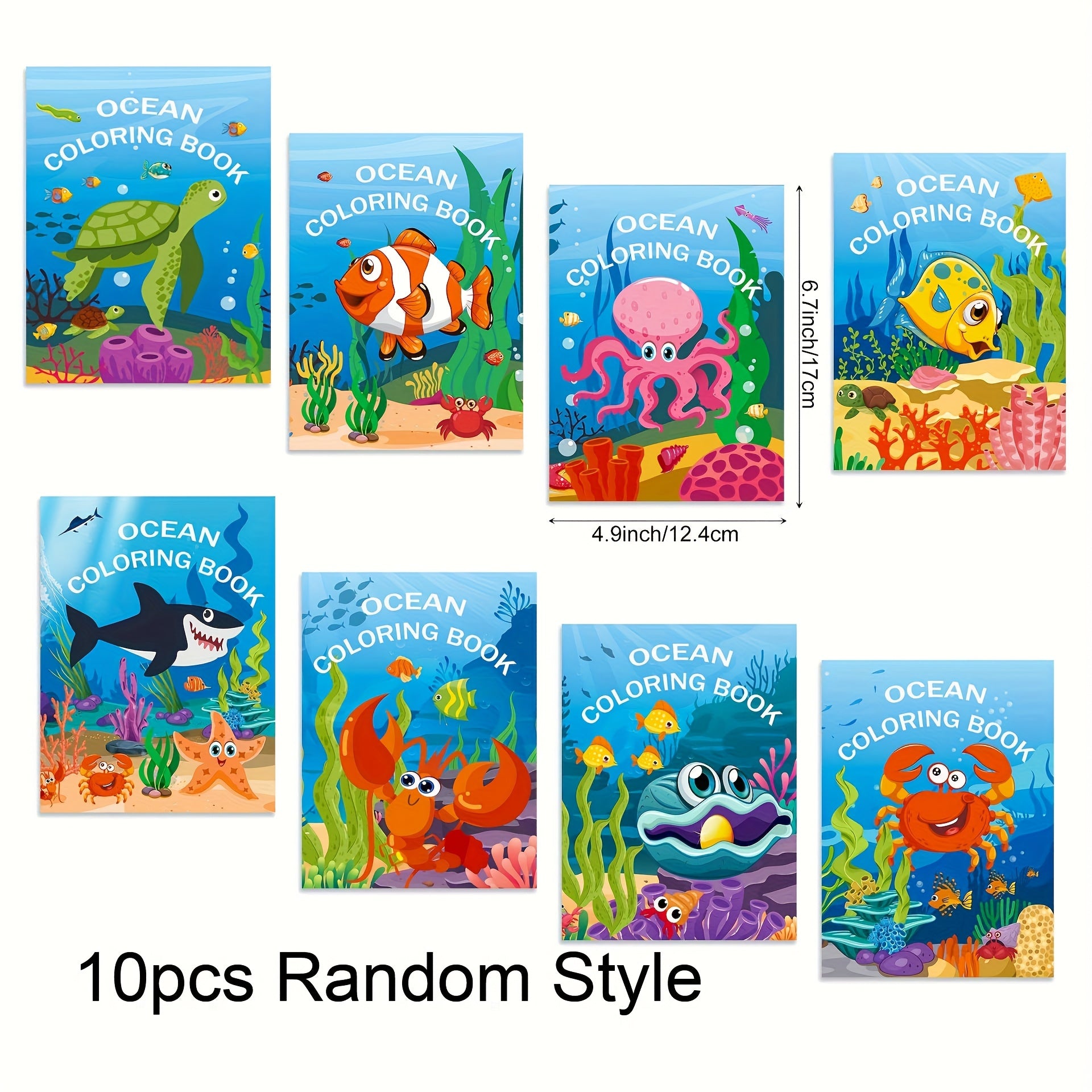 10pcs Ocean Coloring Books for Kids Underwater Creatures Activity Books