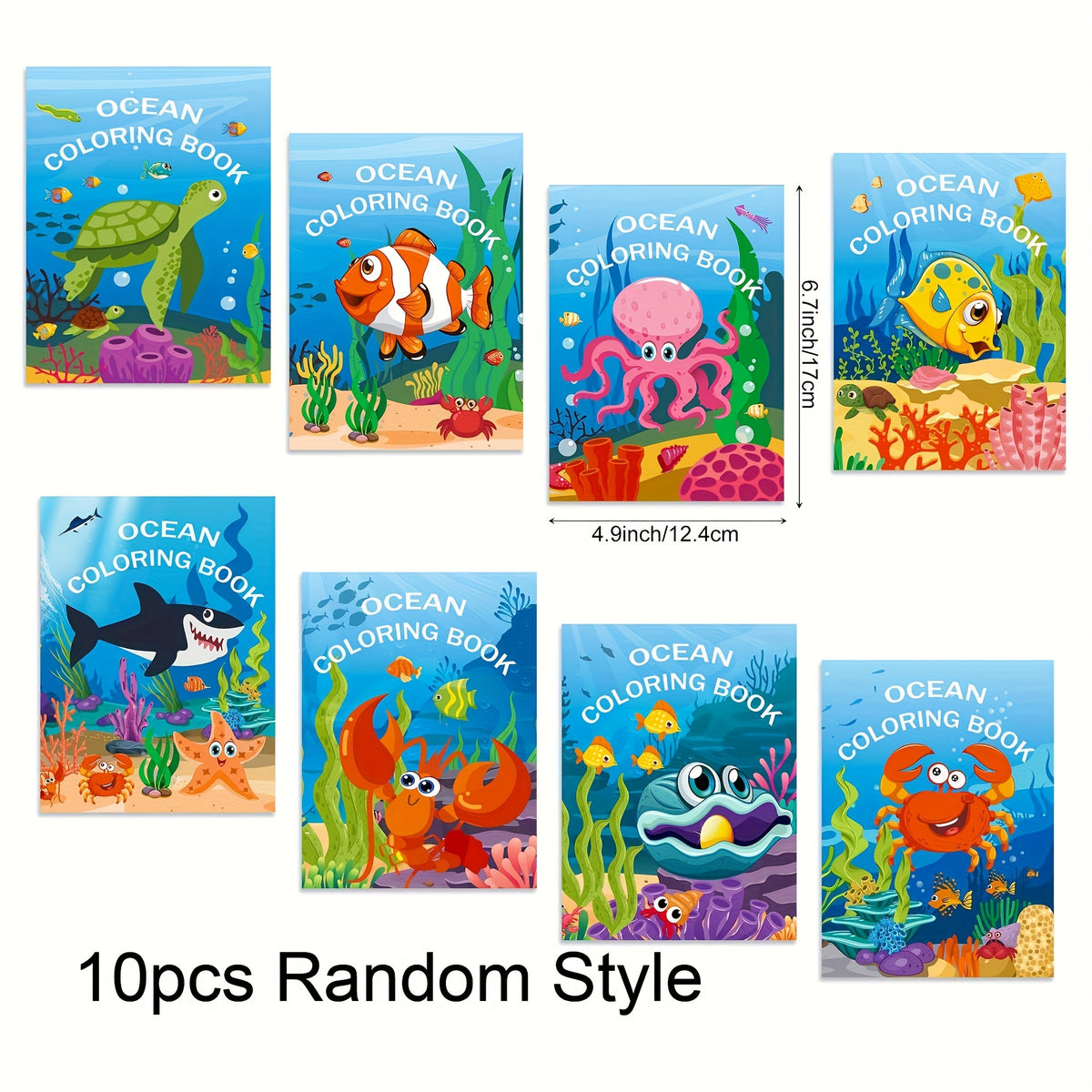 10pcs Ocean Coloring Books for Kids Underwater Creatures Activity Books
