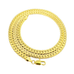 Classic Men's Whip Necklace 5mm Wide Golden Plated Silver for Birthday Party