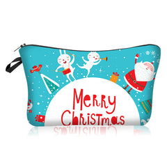 Christmas Pattern Makeup Bag Zipper Cosmetic Organizer Travel Toiletry Bag