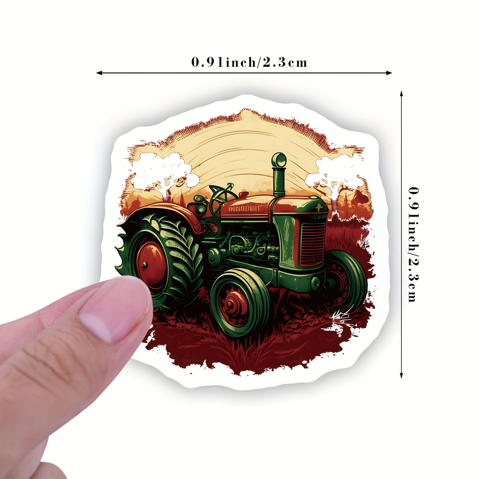 500 Pcs Green Farmer Tractor Stickers Roll