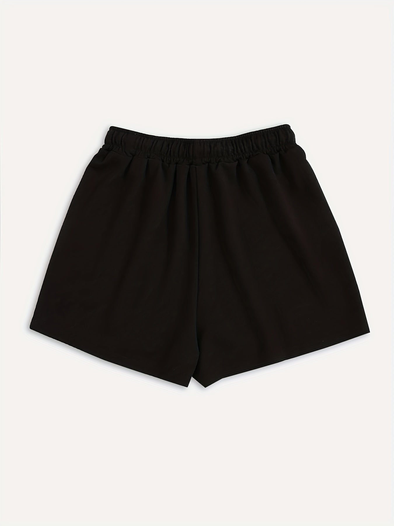  Solid High Rise Drawstring Loose Shorts