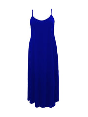  Casual Cami Dress Women's Plus Plain Round Neck Slight Stretch