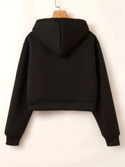 Women's Cropped Hoodie Sweatshirt With Pockets