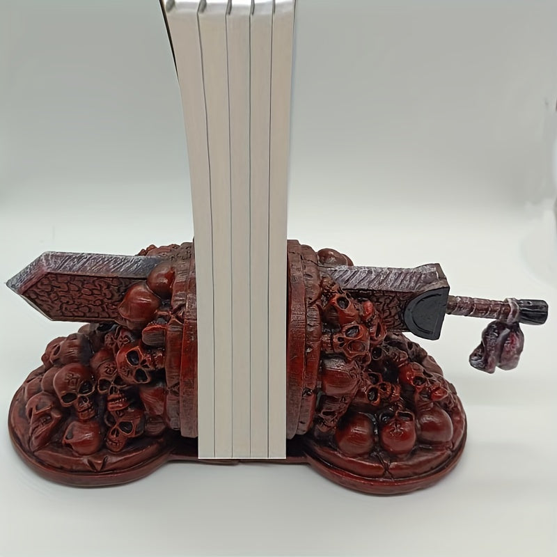 Red Skull Bookend & Home Decor Sculpture Encaustic Finished ABS