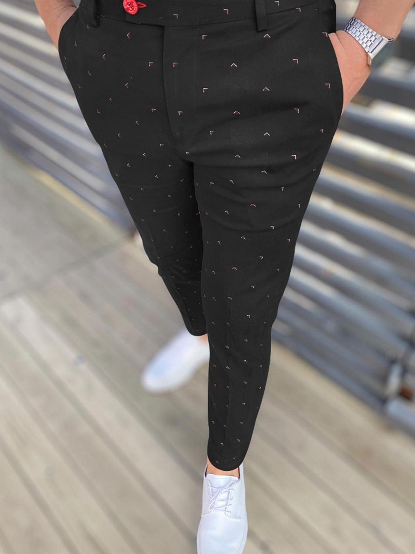 Men's Geometric Stretch Slim Casual Pants