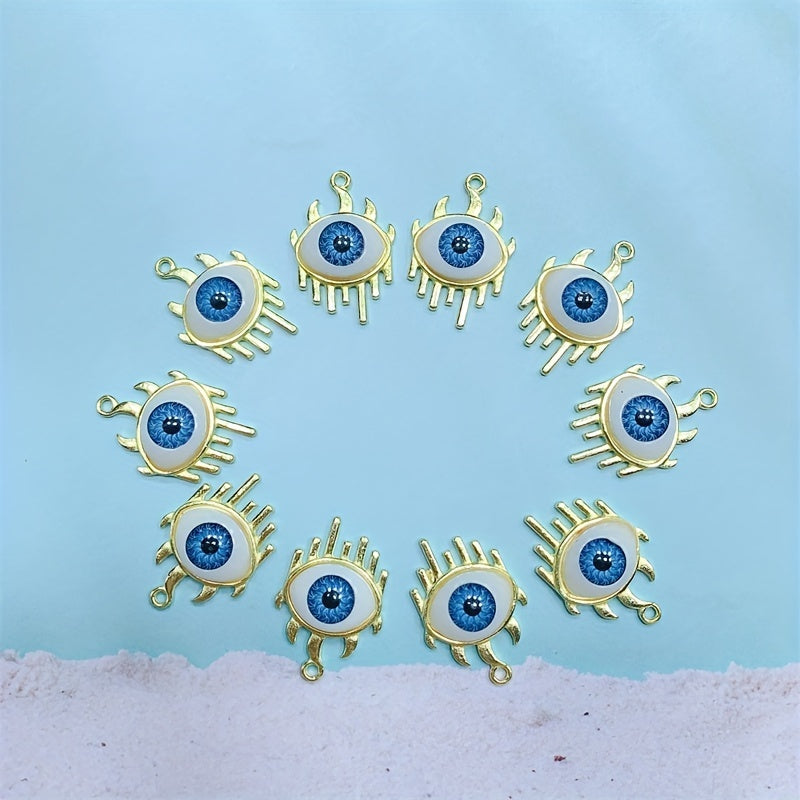 24mm Golden Evil Eyes Flame Pendant DIY Necklace