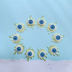 24mm Golden Evil Eyes Flame Pendant DIY Necklace