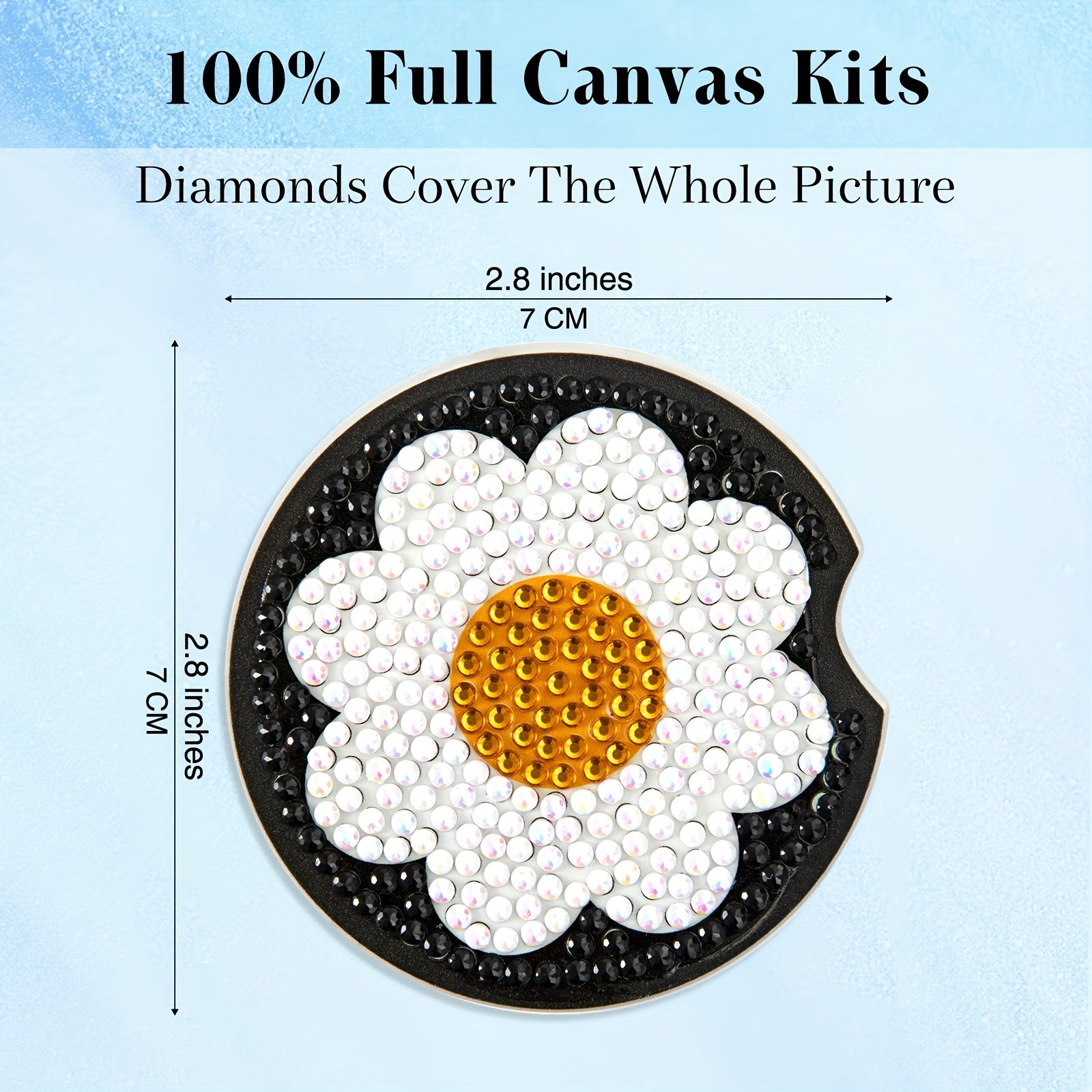 Sunflower DIY Diamond Car Coasters, Set of 2