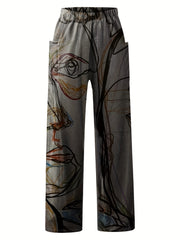  Geo Print High Rise Wide Leg Pants
