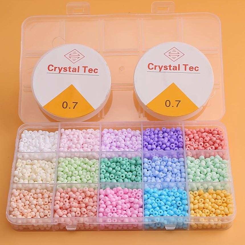 Colorful Beads Set with Elastic Threads and Tweezers