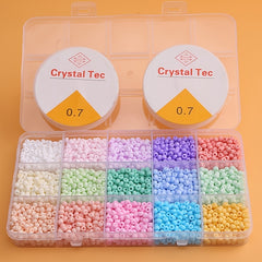 Colorful Beads Set with Elastic Threads and Tweezers