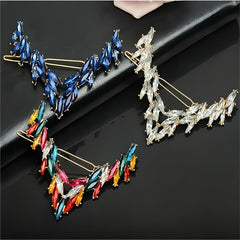 Vintage Rhinestone V Barrette Hair Clip for Women Girls