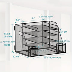 5 Tier Paper Letter Tray Organizer with Journal Clip