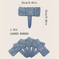 5pcs Stone Plastic Garden Fence Set 22 9 85 8 66inch