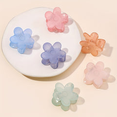 6pcs Transparent Flower Hair Claw Acrylic Shark Claw Hair Accessories