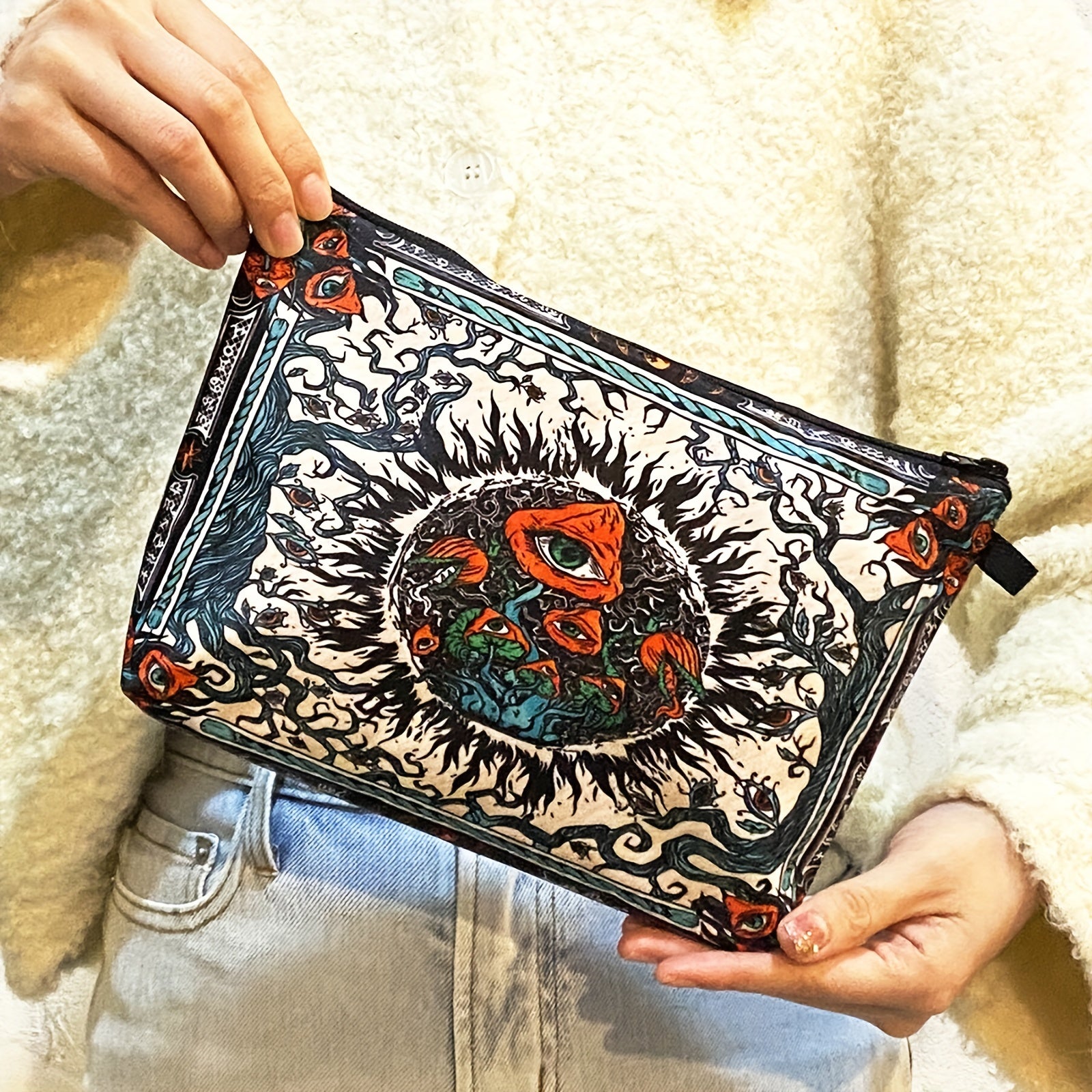 Gothic Pattern Carry On Bag Vintage Makeup Pouch