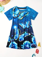 Girls 3D Unicorn Crew Neck Dress Girls Comfy Dresses