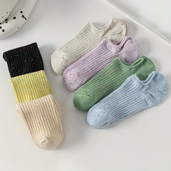 7 Pairs Colorful Polka Dot Low Cut Ankle Socks Women's Stockings