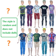 6pcs Set Male Doll Clothes Tops Pants Easy to Put on Durable 11.8 Inch Dolls