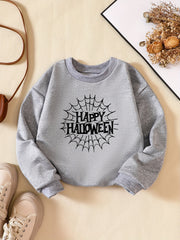 Girls' Happy Halloween Print Sweatshirt Long Sleeve Pullover